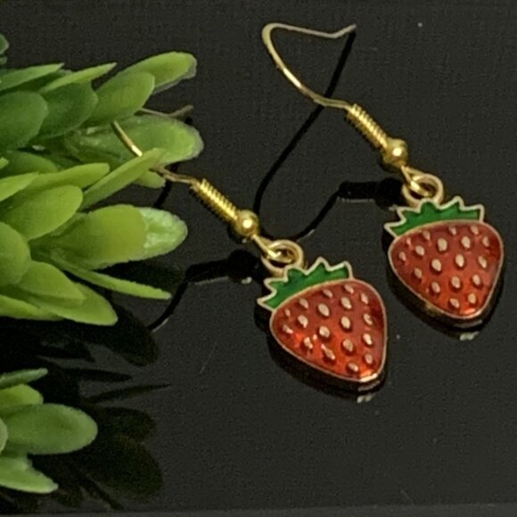 Strawberry Earring, Fruit Earring, Funny Food Earring, Berry Earring, Gift … - Picture 1 of 4